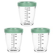 Bebelock Tritan 密封嬰兒副食品容器, 3個, 240ml, 深綠色