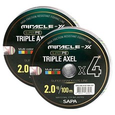 싸파 트리플악셀 4합사 낚시줄 2호, 혼합색상, 2개