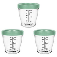 Bebelock Aiwa Tritan 密封嬰兒副食品容器, 180ml, 3個, 深綠色