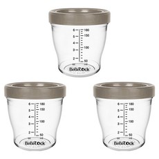 Bebelock Aiwa Tritan 密封嬰兒副食品容器, 180ml, 3個, 巧克力色