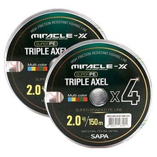 싸파 트리플악셀 4합사 낚시줄 2호, 혼합색상, 2개