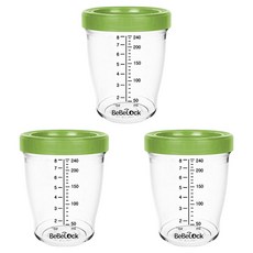 Bebelock Poner Tritan 嬰兒副食品容器, 240ml, 3個, 橄欖綠