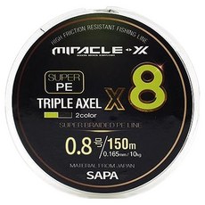 SAPA 三重阿克索8編織釣魚線 0.8號, 黑色+熒光, 1個