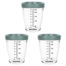 Bebelock Poner Tritan 嬰兒副食品容器, 240ml, 3個, 藍灰色