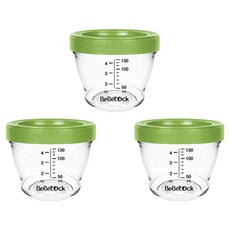 Bebelock Poner Tritan 嬰兒副食品容器, 130ml, 3個, 橄欖綠