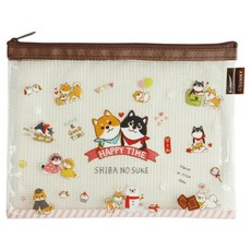 Sunny 三瑩文具 柴之助 彩印透明網格袋 B6, 花底, 1個