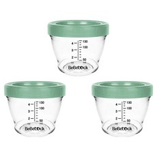 Bebelock Tritan 密封嬰兒副食品容器, 3個, 130ml, 深綠色