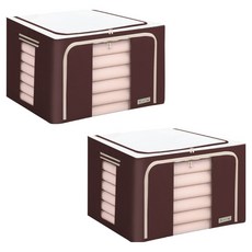 高級布料收納箱 64.5 x 47.5 x 37.5 cm, 2個, 巧克力棕