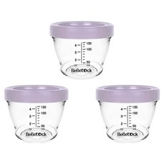 Bebelock Tritan 密封嬰兒副食品容器, 3個, 130ml, 薰衣草紫