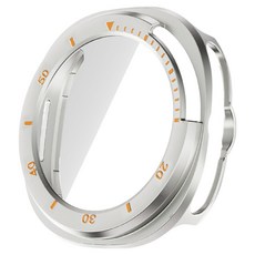 SPACE SHIELD 智慧手錶 橘色 錶圈防護 鋼化玻璃 硬殼, 1個, 銀色