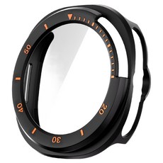 SPACE SHIELD 智慧手錶 橘色 錶圈防護 鋼化玻璃 硬殼, 1個, 黑色