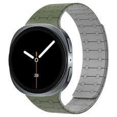 SPACE SHIELD Galaxy Watch 兼容 雙色磁吸矽膠錶帶, 1個, 卡其灰