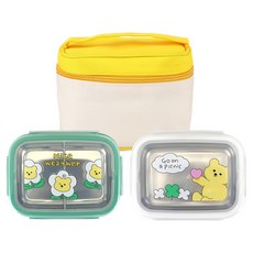 Dailylike 젤리 베어 不鏽鋼雙層長方形便當盒, 1個, 混合色