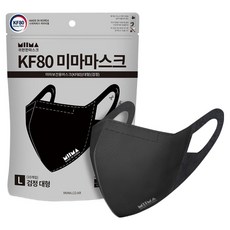 미마 보건용 마스크 KF80 대형 L, Black, 1개, 10개입