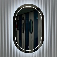 미래지원 LED 프리미엄 직접 간접 조명거울 양타원 2 3색 터치스위치 520 x 800 mm