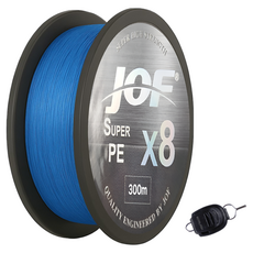 JOF SUPER PE X8 編織釣魚線 300m+Royal Fish 捲線器, 1套, 海洋藍