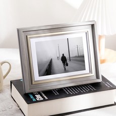 iINDOORS 簡木雙框相框 含立架 6x8吋 200g, 1個, 銀灰金