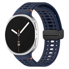 SPACE SHIELD Galaxy Watch 透氣孔D型扣縫線矽膠錶帶, 1個, 午夜藍