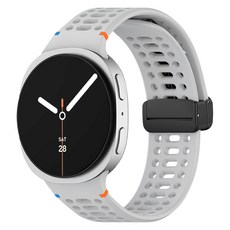 SPACE SHIELD Galaxy Watch 通風D型扣縫線矽膠錶帶, 1個, 銀色