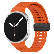 SPACE SHIELD Galaxy Watch 透氣孔D型扣縫線矽膠錶帶, 1個, 橘色