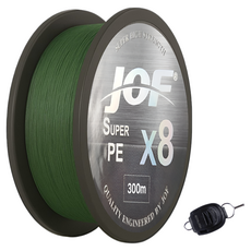 JOF SUPER PE X8 編織釣魚線 300m+Royal Fish 捲線器, 1套, 苔蘚綠