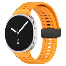 SPACE SHIELD Galaxy Watch 透氣孔D型扣縫線矽膠錶帶, 1個, 芥末黃