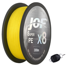 JOF SUPER PE X8 編織釣魚線 300m+Royal Fish 捲線器, 1套, 陽光黃