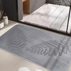 Mini 嚴選 樹葉/浴室/馬桶/防滑地墊2件組 CN0493-GG, 淺灰色