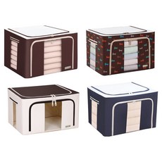 高級織物收納箱4件組, 巧克力棕, 奶油米, 深海軍藍, 小狗棕, 1套