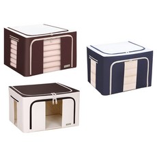 프리미엄 패브릭 리빙박스 3종 세트, 초코브라운, 크림베이지, 딥네이비, 1세트