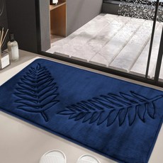 Mini 嚴選 樹葉/浴室/馬桶/防滑地墊2件組 CN0493-N, 深藍色