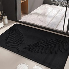 Mini 嚴選 樹葉/浴室/馬桶/防滑地墊2件組 CN0493-B, 黑色