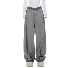 MEICHEL 女性時尚線條寬版丹寧褲 11144