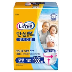 라이프리 남녀공용 안심 흡수 언더웨어 성인기저귀 장시간용, 중형, 18개입, 1개