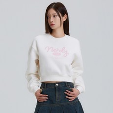 NEDRY 女款可愛字母磨毛短版大學T