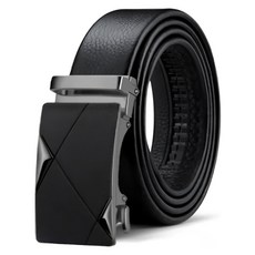 本革職人 頂級頭層牛皮 紳士風範系列 金屬扣頭自動扣皮帶 黑霧菱格立體款