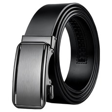 本革職人 頂級頭層牛皮 男仕休閒百搭拉絲工藝自動扣皮帶 黑霧啞光款