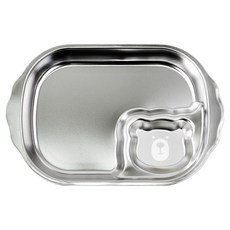 kitchen U 小熊立體304不鏽鋼把手零食盤, 單品, 銀色, 1個