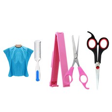 kiret 日本專業剪髮套組 平剪 + 瀏海剪 + 打薄刀 + 半身理髮巾, 顏色隨機, 1組