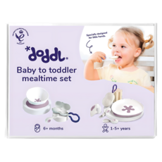 doddL 人體工學兒童學習餐具成長禮盒, 1套, 兒童人體工學餐具3件組 + 專屬攜帶盒 附掛勾 大 + 飛碟止滑餐盤 + 嬰兒餐具2件組 + 嬰兒專屬攜帶盒 附掛勾 小 + 可拆式強力真空吸盤 + 止滑餐碗, 薰衣草紫