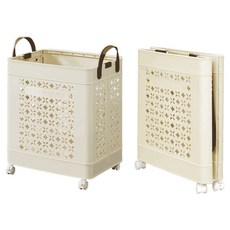 ANDY MAY2 本川帶手把折疊附輪收納籃 OH-Q323-B1 35L + 50L, 奶黃色, 1組