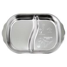 kitchen U 暴龍 304不鏽鋼 附手把 點心餐盤 2格, 銀色, 1個, 單品