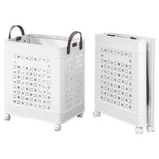 ANDY MAY2 本川帶手把折疊附輪收納籃 OH-Q323-B 35L + 50L, 純白色, 1組