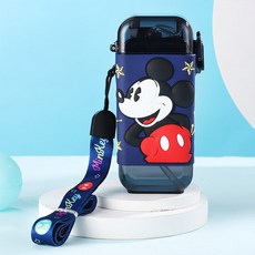 fisher-price 費雪 迪士尼立體3D圖案矽膠包覆方形兒童用吸管水壺, 1個, 280ml, 藍色米奇