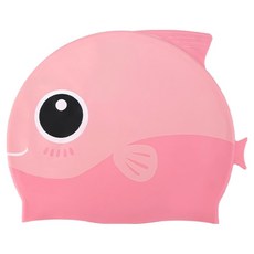 아동용 실리콘 캐릭터 수영모자, 핑크, 1개