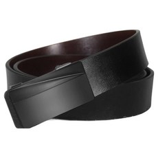 本革職人 男仕極簡薄型金屬霧感免鑽孔伸縮自動扣真皮皮帶 簡約立體凹槽款