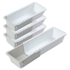 elelliving 可調節長度多用途抽屜整理收納盒 中型(9.5 x 24~32 x 6 cm), 白色, 4個