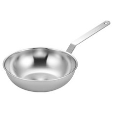 HANIL STAINLESS STEEL Pro Chef 三層無研磨劑中式炒鍋, 1個, 24cm
