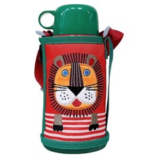 TIGER 虎牌 兒童兩用不銹鋼真空保溫杯 附專用提袋 前後刺繡款 MBR-T06G-RL, 獅子, 1個