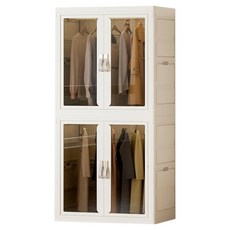 FAmILyLIFE 生活 百變模組折疊收納櫃組 64面寬, 米白色